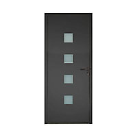 Porte d'entrée aluminium Ana gris 80 x h.215 cm poussant gauche