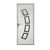 Porte d'entrée aluminium Andrea blanc 90 x h.215 cm poussant droit