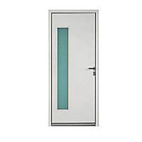 Porte d'entrée aluminium Angelina blanc 90 x h.215 cm poussant droit