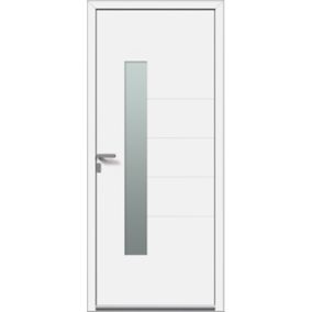 Porte d'entrée aluminium Belen blanc 96 x h.218 cm poussant droit