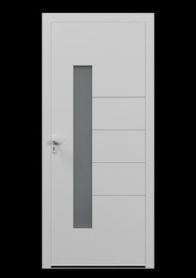 Porte d'entrée aluminium blanc Harumi H.215 x l.90 cm poussant droit