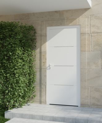 Porte d'entrée aluminium blanc Leme H.215 x l.90 cm poussant droit