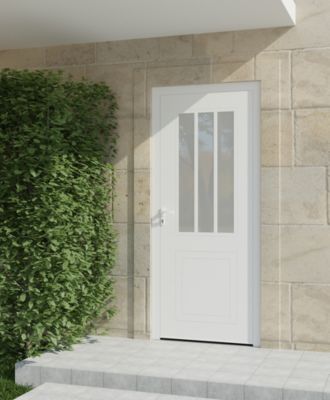 Porte d'entrée aluminium blanc Sestri H.215 x l.90 cm poussant droit