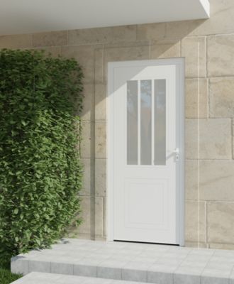 Porte d'entrée aluminium blanc Sestri H.215 x l.90 cm poussant gauche