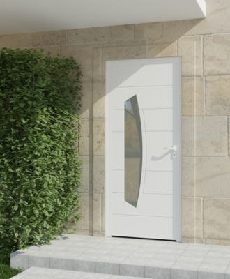 Porte d'entrée aluminium blanc Tegan H.215 x l.90 cm poussant gauche