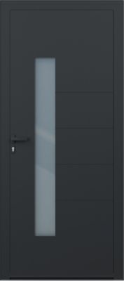 Porte d'entrée aluminium gris Harumi H.215 x l.90 cm poussant droit