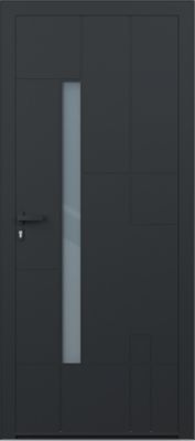 Porte d'entrée aluminium gris Imani H.215 x l.90 cm poussant droit