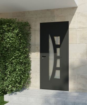 Porte d'entrée aluminium gris Rylie H.215 x l.90 cm poussant droit
