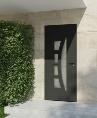 Porte d'entrée aluminium gris Rylie H.215 x l.90 cm poussant gauche