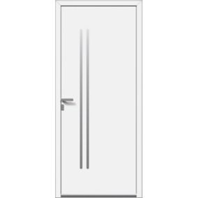 Porte d'entrée aluminium Rivka blanc RAL 9016/70 l.96 x h.218 cm poussant droit