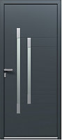Porte d'entrée aluminium TESS gris 96 x h.218 cm poussant droit
