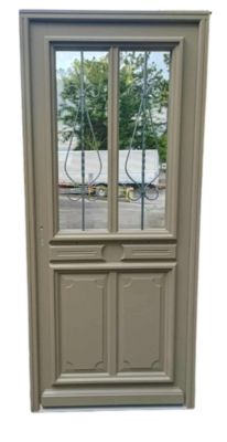 Porte d'entree Bois vitree, Baptiste Vert Ral 7002, H215 x L90 p, droit ...