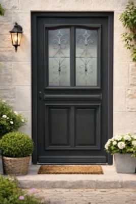 Porte d'entree Bois vitree, Mathilde RAL 7016, H215 x L90 p,droit Cotes ...