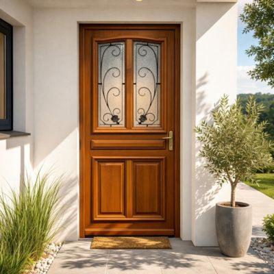 Porte d'entree Bois vitree, Mathis, H215 x L80 p.Gauche Cotes Tableau ...