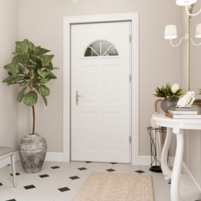 Porte d'entrée FORTIA acier blanc RAL 9003 Isabela 96 x h.218 cm poussant droit