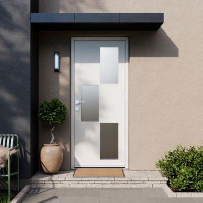 Porte d'entrée FORTIA acier blanc RAL 9003 Jesolo 96 x h.218 cm poussant droit