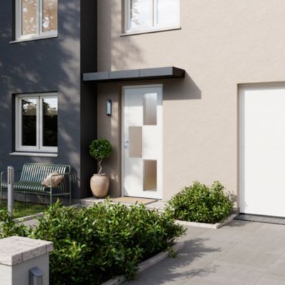 Porte d'entrée FORTIA acier blanc RAL 9003 Jesolo 96 x h.218 cm poussant droit