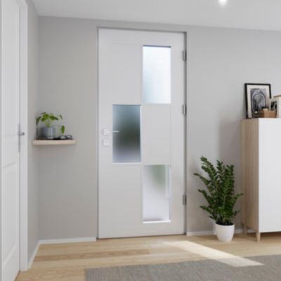 Porte d'entrée FORTIA acier blanc RAL 9003 Jesolo 96 x h.218 cm poussant droit