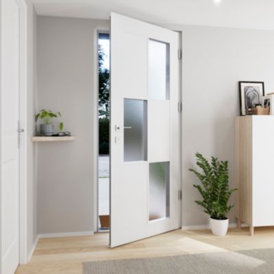 Porte d'entrée FORTIA acier blanc RAL 9003 Jesolo 96 x h.218 cm poussant droit