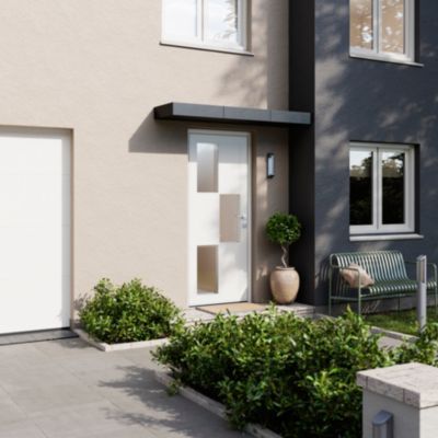 Porte d'entrée FORTIA acier blanc RAL 9003 Jesolo 96 x h.218 cm poussant droit