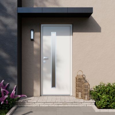 Porte d'entrée FORTIA acier blanc RAL 9003 Pasni 96 x h.218 cm poussant droit