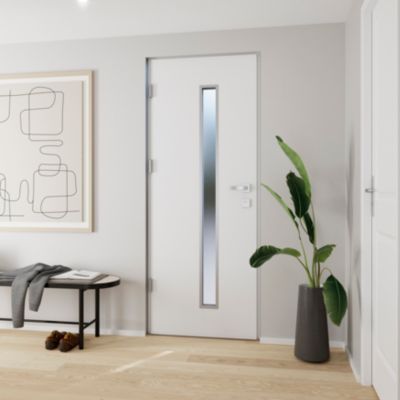 Porte d'entrée FORTIA acier blanc RAL 9003 Pasni 96 x h.218 cm poussant droit