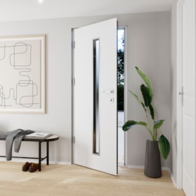 Porte d'entrée FORTIA acier blanc RAL 9003 Pasni 96 x h.218 cm poussant droit