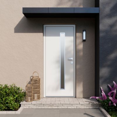 Porte d'entrée FORTIA acier blanc RAL 9003 Pasni 96 x h.218 cm poussant gauche