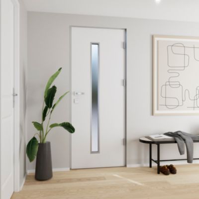 Porte d'entrée FORTIA acier blanc RAL 9003 Pasni 96 x h.218 cm poussant gauche