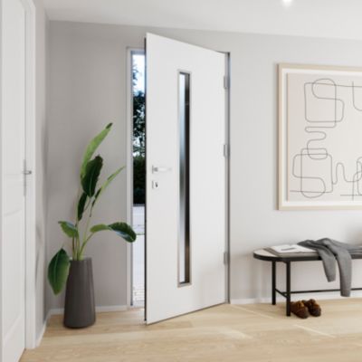 Porte d'entrée FORTIA acier blanc RAL 9003 Pasni 96 x h.218 cm poussant gauche