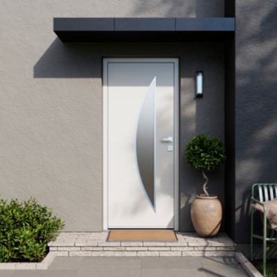 Porte d'entrée FORTIA acier blanc RAL 9003 Ricadi 96 x h.218 cm poussant gauche