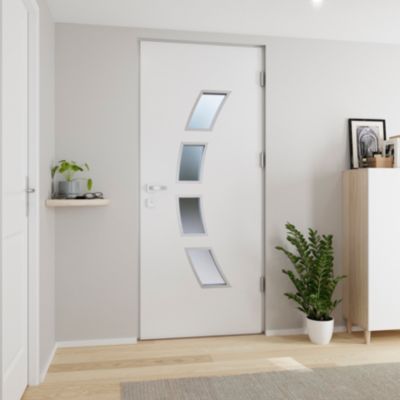 Porte d'entrée FORTIA acier blanc RAL 9003 Valtos 96 x h.218 cm poussant gauche