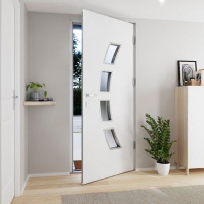 Porte d'entrée FORTIA acier blanc RAL 9003 Valtos 96 x h.218 cm poussant gauche