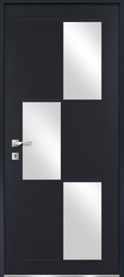 Porte d'entrée FORTIA acier gris RAL 7016 Jesolo 96 x h.218 cm poussant droit