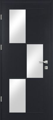 Porte d'entrée FORTIA acier gris RAL 7016 Jesolo 96 x h.218 cm poussant droit