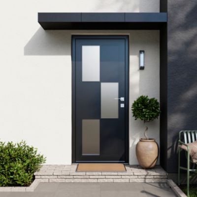 Porte d'entrée FORTIA acier gris RAL 7016 Jesolo 96 x h.218 cm poussant droit