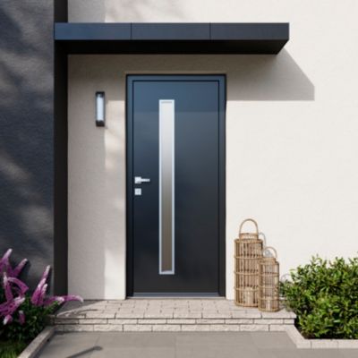 Porte d'entrée FORTIA acier gris RAL 7016 Pasni 96 x h.218 cm poussant droit