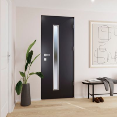 Porte d'entrée FORTIA acier gris RAL 7016 Pasni 96 x h.218 cm poussant gauche