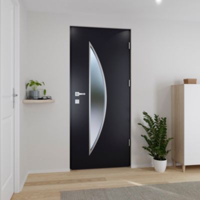 Porte d'entrée FORTIA acier gris RAL 7016 Ricadi 96 x h.218 cm poussant gauche