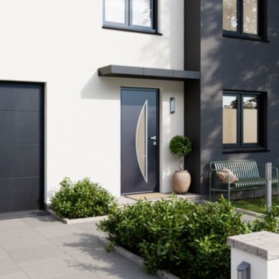 Porte d'entrée FORTIA acier gris RAL 7016 Ricadi 96 x h.218 cm poussant gauche