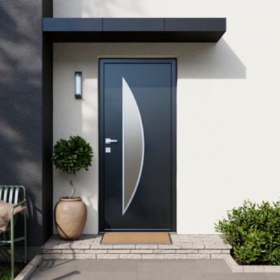 Porte d'entrée FORTIA acier gris RAL 7016 Ricardi 96 x h.218 cm poussant droit