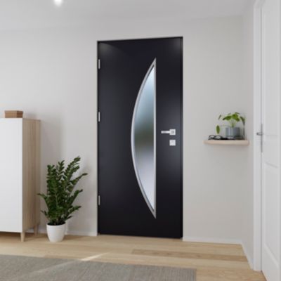 Porte d'entrée FORTIA acier gris RAL 7016 Ricardi 96 x h.218 cm poussant droit