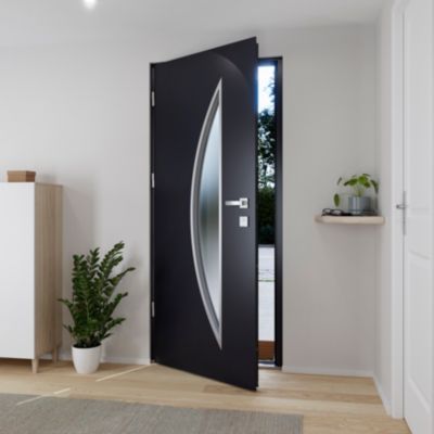 Porte d'entrée FORTIA acier gris RAL 7016 Ricardi 96 x h.218 cm poussant droit