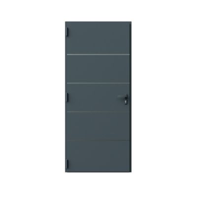 Porte d'entrée FORTIA alu gris RAL 7021 Cecina 96 x h.218 cm poussant droit