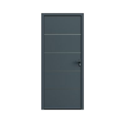 Porte d'entrée FORTIA alu gris RAL 7021 Cecina 96 x h.218 cm poussant gauche