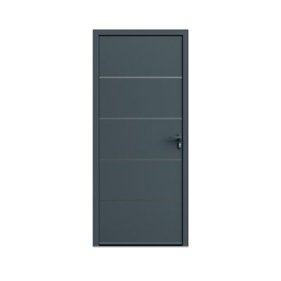 Porte d'entrée FORTIA alu gris RAL 7021 Cecina 96 x h.218 cm poussant gauche