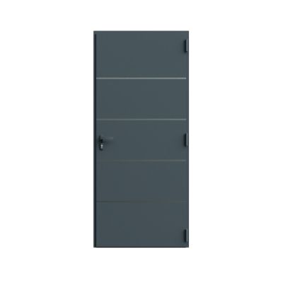 Porte d'entrée FORTIA alu gris RAL 7021 Cecina 96 x h.218 cm poussant gauche