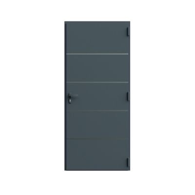 Porte d'entrée FORTIA alu gris RAL 7021 Cecina 96 x h.218 cm poussant gauche