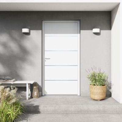 Porte d'entrée FORTIA aluminium blanc RAL 9003 Cecina 96 x h.218 cm poussant droit