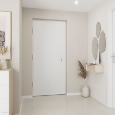 Porte d'entrée FORTIA aluminium blanc RAL 9003 Kapas 96 x h.218 cm poussant droit